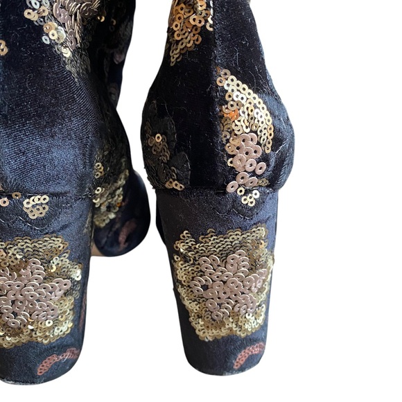Aldo Velvet Sequin Black Ankle Boots Size 9 - Picture 7 of 11